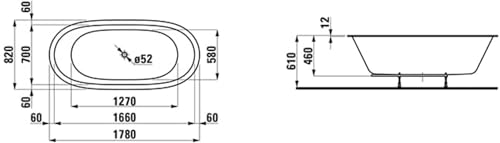 Laufen Badewanne Alessi one 1780x820x460 mit Unterwasserbeleuchtung weiß – Bild 3