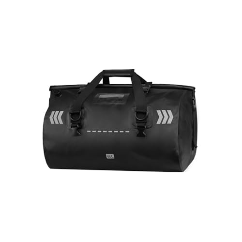 Sacoche arrière moto pour camping et voyage bagage robuste imperméable noir de 46L