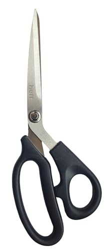 Image of Heff Tailor Fabric Scissors, Black Handle, Stainless Steel Blades, Professional Cloth Cutting Tool