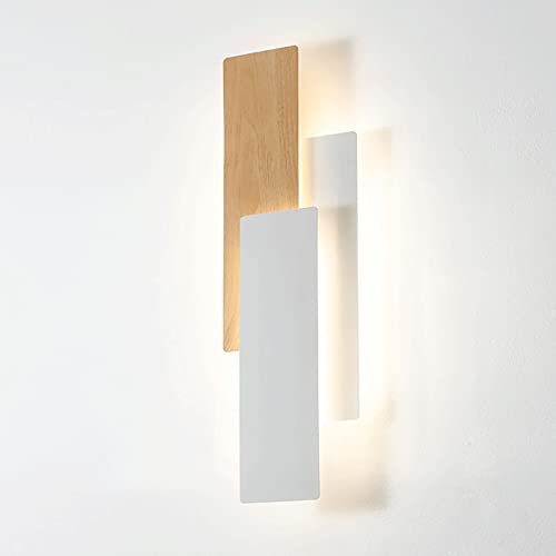 Aplique de pared LED regulable blanco con pantalla de madera para dormitorio 2