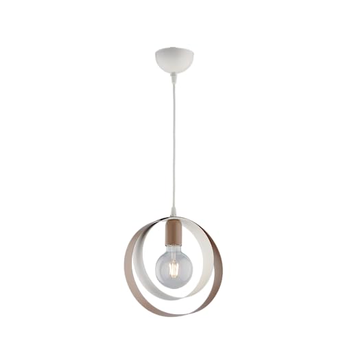 Leolux Cerchio Tortora - Lampadario A Sospensione - Lampadario Di Illuminazione Per Interni - Con Fasce Aperte Che Consentono Alla Luce Di Non Disperdersi - Monta Lampada E27 - Diametro 30 Cm.