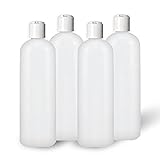 MoYo Natural Labs 4 oz Travel Bottles, Empty Travel Containers with Disc Caps, BPA Free HDPE Plastic Squeezable Toiletry/Cosmetic Bottle (Pack of 4, HDPE Translucent White)