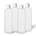 MoYo Natural Labs 4 oz Travel Bottles, Empty Travel Containers with Disc Caps, BPA Free HDPE Plastic Squeezable Toiletry/Cosmetic Bottle (Pack of 4, HDPE Translucent White)