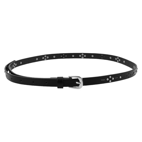 BESPORTBLE Punk Studded Belt: Fake Leather Skinny Belt Retro Punk Thin Rivet Waistband for Dresses Jumpsuits and Vintage Rock Style Looks