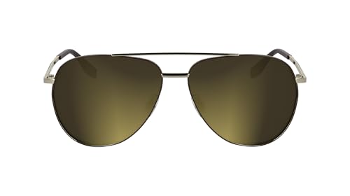 KARL LAGERFELD Unisex Adult Sunglasses KL360S - Light Gold with Solid Brown With Mirror Lens