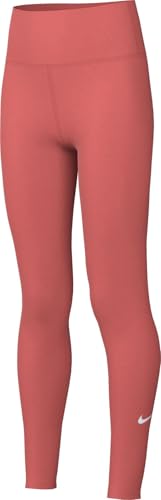 Nike One Big Kids' (Girls') Dri-FIT High-Waisted Leggings (FZ5605-814, Magic Ember/White)