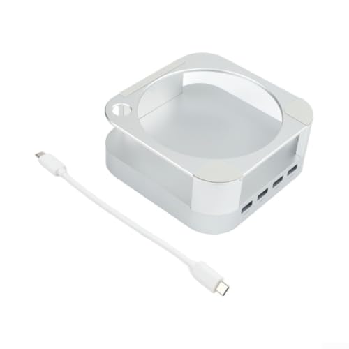 Base compacta de aleación plateada para Mac mini con estación de acoplamiento de aluminio 3