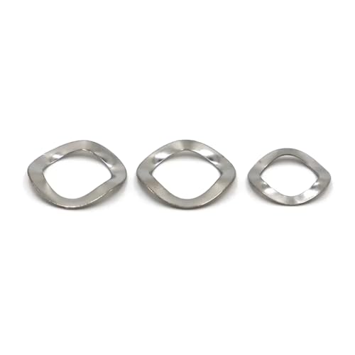 304ステンレス鋼 / 黒炭素鋼 3ウェーブワッシャー スプリングワッシャー M3 M4 M5 M6 M8 M10 M12 M14 M16 M19 M21 M24 M27 M34(304 Stainless Steel,50pcs M4x8)