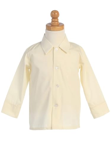 Cream Boys Dress Shirt, Collared Ivory Boys Button Down Shirt Long Sleeve Toddler, Camisas de Vestir de Bebes Boy Colorcrema3