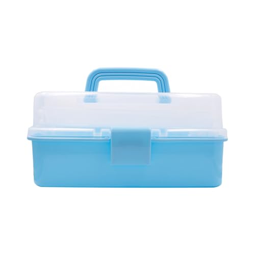 Image of ANGELS CRAFT Clear Plastic Container 3 Layers Organizer Box - Ideal for Beads, Art Supplies, DIY Crafts, Jewelry and Small Items - 11 x 6.7 x 5 inch