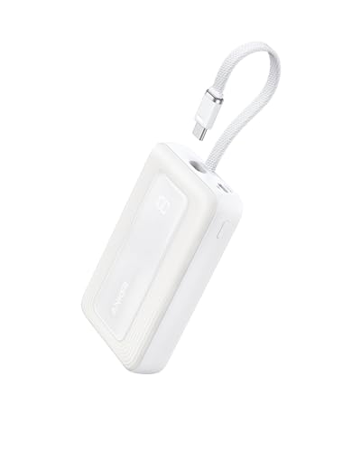 Anker Portable Charger, 10,000mAh 30W Power Bank, USB-C in and Out Fast Charging Battery Pack, Travel Essential Phone Power Bank, for iPhone 17/16, Galaxy and More (White, 10000, Milliamp Hours)