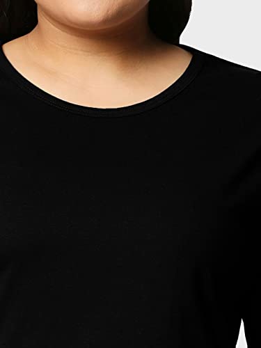 Image of Bewakoof Women's Solid 100% Cotton Plus Size T-Shirt - Slim Fit, Round Neck, Full Sleeves