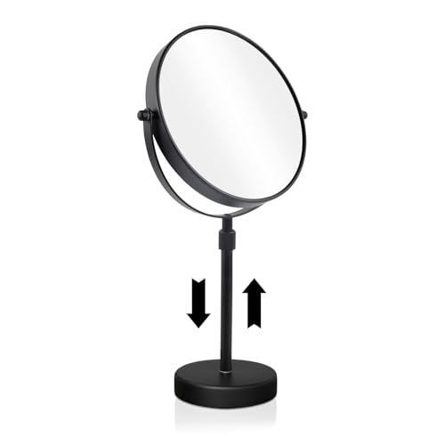 Nicesail 19 Inch Tall Makeup Mirror with 10X Magnification, 8 Inch Magnifying Mirror Tabletop with Pedestal, Height Adjustable Black (8 Inch, 10X)