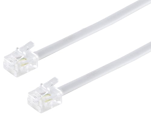 1aTTack.de 1x 3,0 m - Cavo telefonico RJ11 6/4 spina a RJ11 6/4 cavo piatto spina Western a 4 fili bianco
