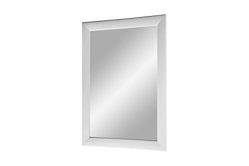 FRAMO Trend 35 - Espejo de pared de 45 x 120 cm con marco (pino blanco), espejo a medida con barra de madera MDF de 35 mm de ancho, marco de espejo hecho a medida, incluye espejo y tablero trasero