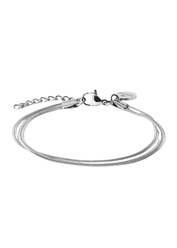 Bracelet double couche en maille serpent ajustable et étanche pour femme