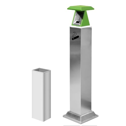 PA-DABAOO 業務用吸殻入れ、スタンド式吸殻捨て容器、屋外用スタンド式ゴミ箱、金属製喫煙者用葉巻灰皿容器、屋外用吸殻入れ,グリーン