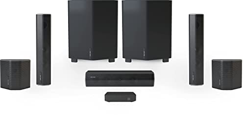 Enclave CineHome II 5.2 Duo Wireless Home Theater Surround Sound System for TV - 24 Bit Dolby Audio, DTS, WiSA Certified - CineHub Edition Bundle - Plug and Play Home Theater Audio