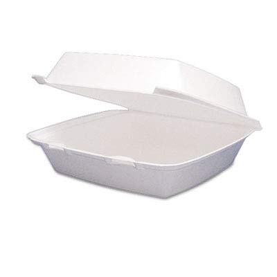 DCC Foam Container, Hinged Lid, 1-Comp, 8 3/8 x 7 7/8 x 3 1/4, 200/Carton (85HT1R)
