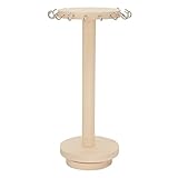 Necklace Stand 360° Rotating Wooden Jewelry Organizer with 16-Hook Round Necklaces Display Holder Tabletop for Earrings Bracelets Necklace.