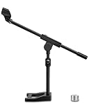 Mictop Desktop Microphone Stand, Adjustable Mic Stand with Boom Arm, Mic Clip Holder and 3/8" to 5/8