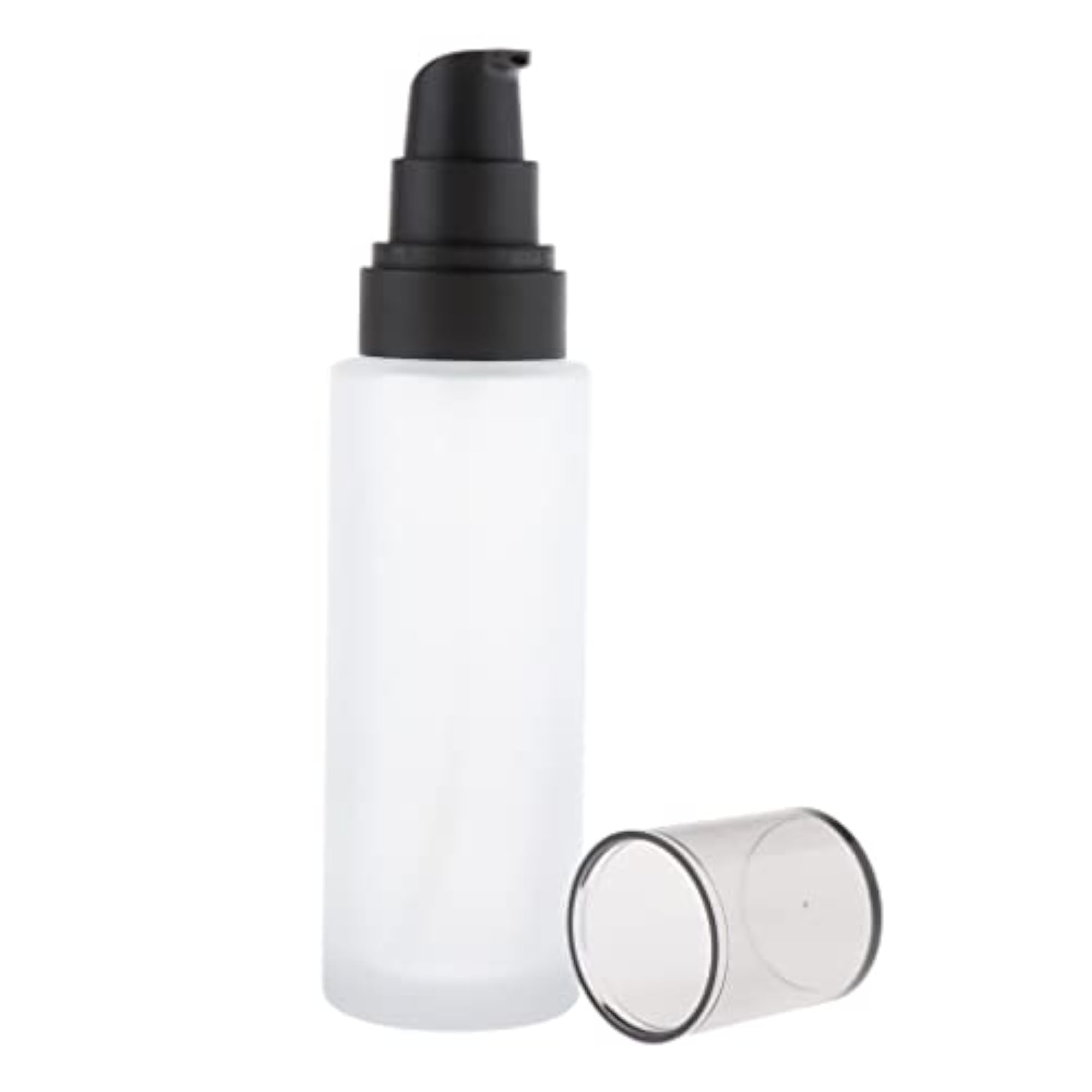 Empty Glass Lotion Cream Pump Bottle, Travel Refillable Container