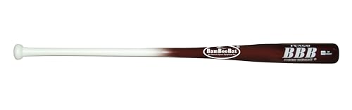 BamBooBat 37 Inch Bamboo Fungo Bat for Coaches – Durable Two-Tone Wood Coaching Bat with 100-Day Guarantee – High School, College & Pro Infield/Outfield Practice Bat(White Handle/Maroon Barrel, 37")
