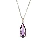 RIZILIA Purple Teardrop Necklace for Women, Pear Cut Simulated Purple Amethyst CZ Pendant in 18K White Gold Plated, 45cm + 5cm Adjustable Chain, Gift Boxed for her