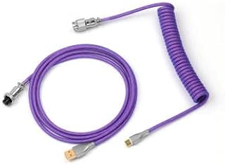 EPOMAKER Mix 1.8m Coiled Type-C to USB A TPU Mechanical Keyboard Space Cable with Detachable Aviator Connector for Gaming Keyboard and Cellphone (Purple)