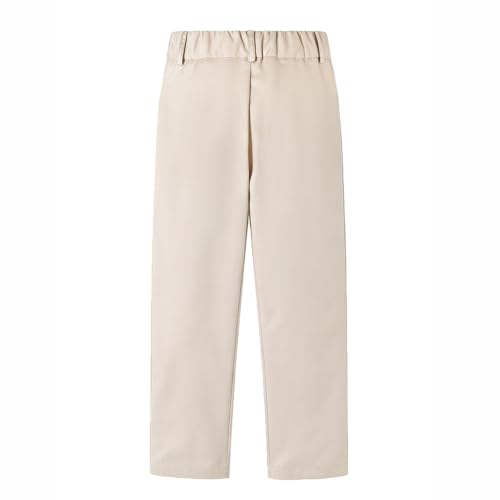 Image of HILEELANG Boys Chino Pants School Dress Pants Straight Leg with Pockets | Cotton Blend Fabric, Elastic Back Waist, Classic Chino Style, Side Pockets, Perfect for School Uniforms and Everyday Wear