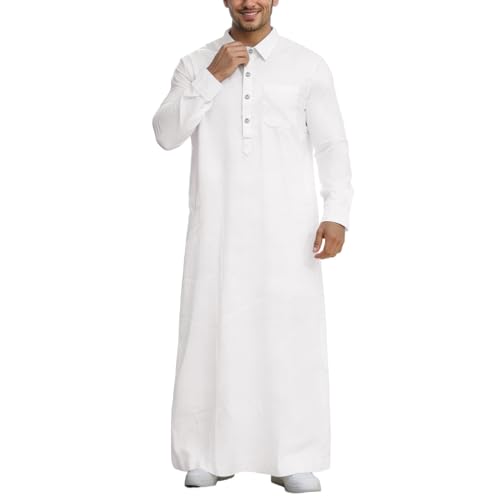 Thobe Islamique Manche Longue pour des Soirées Paisibles et le Ramadan