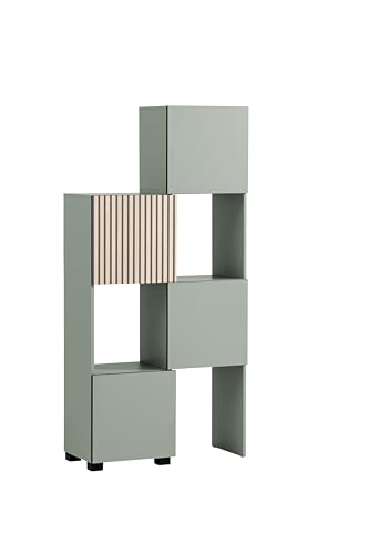 Schildmeyer Alexa Schieberegal 701942, Pistazie/Akustikpaneel Dekor, 42-70 x 33,1 x 165,1 cm