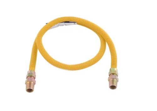 Eastman 48 Inch x 1/2 Inch OD Flexible Gas Line Connector with (2) 1/2 Inch MIP Fitting Ends for Natural Gas and Liquid Propane, Stainless Steel, Yellow, 20YE505048B by Eastman - Used condition - US$16.33