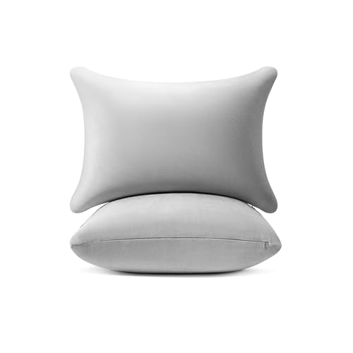Image of AM AEROMAX 12 x 20 Pillow Insert (Pack of 2) Memory Foam Lumbar Support Throw Pillow Sham Rectangular for Decorative Cushion Bed Couch Sofa Without Deform After Longtime Use(Grey)