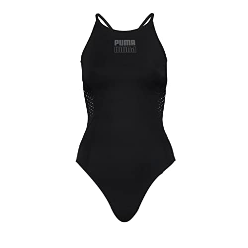 PUMA Damen High Neck Swimsuit Badeanzug, Black Combo, M EU