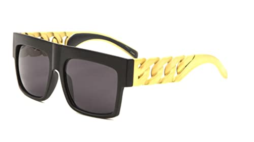 Dweebzilla Retro Flat Top Oversized Square Chain Arm Sunglasses