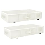 Maphissus 2 Pack Under Bed Storage on Wheels, Rolling Underbed Containers Bins with Lids,Bedroom Organizer for Clothes, Shoes, Blankets