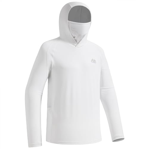 Mens UPF 50 Hoodie Shirt with Mask Long Sleeve Permanent UV Sun Protection Neck Gaiter Performance T for Outdoor product thumbnail 12