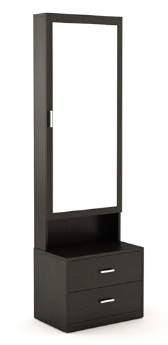 Image of DesignFit Engineered Wood Dressing Table with Drawer and Door Storage Wooden Mirror Vanities Furniture for Bedroom Home Living Room (Dark Wenge)