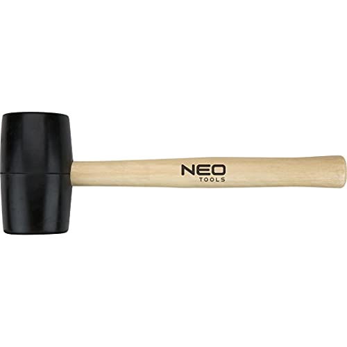 Neo Tools Maillet en caoutchouc noir avec manche en bois clair | Disponible en différentes tailles, longueurs et poids (340 g, 450 g, 680 g, 900 g)