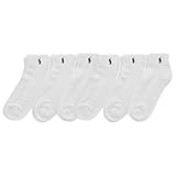 POLO RALPH LAUREN Men's Classic Sport Solid Socks 6 Pair Pack - Cushioned Cotton Comfort, White, 6-12.5
