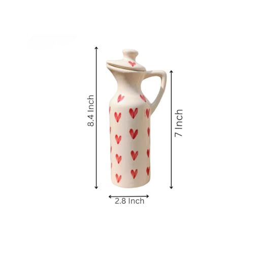 Image of MALAIKAH Ceramic Oil Dispenser Heart Pack of 2 for Kitchen, Dining, Gifting, Home & Kitchen Decor