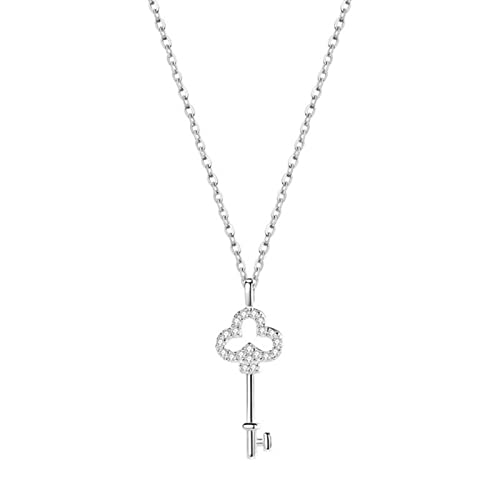 HCMA 925 Sterling Silver Pavé Cristal Vintage Clé Pendentif 14k Plaqué Or Collier Femmes Lumière De Luxe Tempérament Robe Bijoux Cadeau