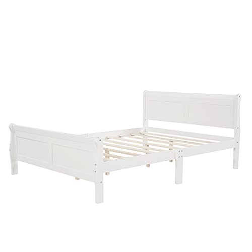 Harper & Bright Designs Full Bed Frame With Headboard And Footboard, Full Size Platform Bed, Wood Kids Full Size Bed Frame For Boys, Girls,No Box Spring Needed,White #TOP6