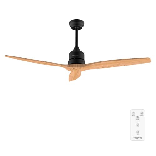 Cecotec - Ventilatori da Soffitto EnergySilence Aero 5270 Black&WhiteWood - 40 W, Diametro 132 cm, Telecomando, Timer Fino a 8 Ore, 6 Velocità, 3 Pale, Estate/Inverno, Altezza Regolabile