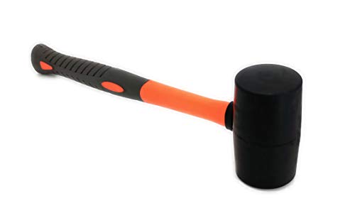 Clab Depot Rubber Mallet Hammer 16 oz with Fiberglass Handle Double Faced Soft Mallet Hammer Solid Rubber Head for Flooring Woodworking Camping