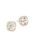 Saks Fifth Avenue Collection, 14K Gold, Diamond & Green Amethyst Stud Earrings, Gold