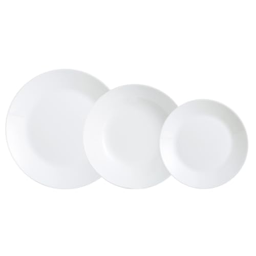 Luminarc Zelie - Service de table de 18 pièces, en verre, Blanc