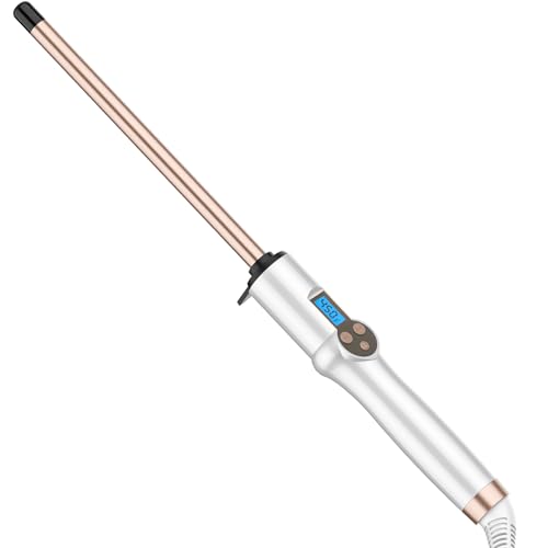 HOSON 1/2 Inch Curling Wand Iron Ceramic Skinny Curling Wand for Long Hair Dual Voltage Half Inch Curling Iron Thin Long Barrel 10 Adjustable Temperature