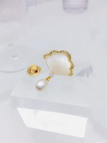 Inghome Simple Vintage Pearl Shell Neck Brooch Pendant Dual-Purpose Pin Gift Jewelry Accessories #TOP2